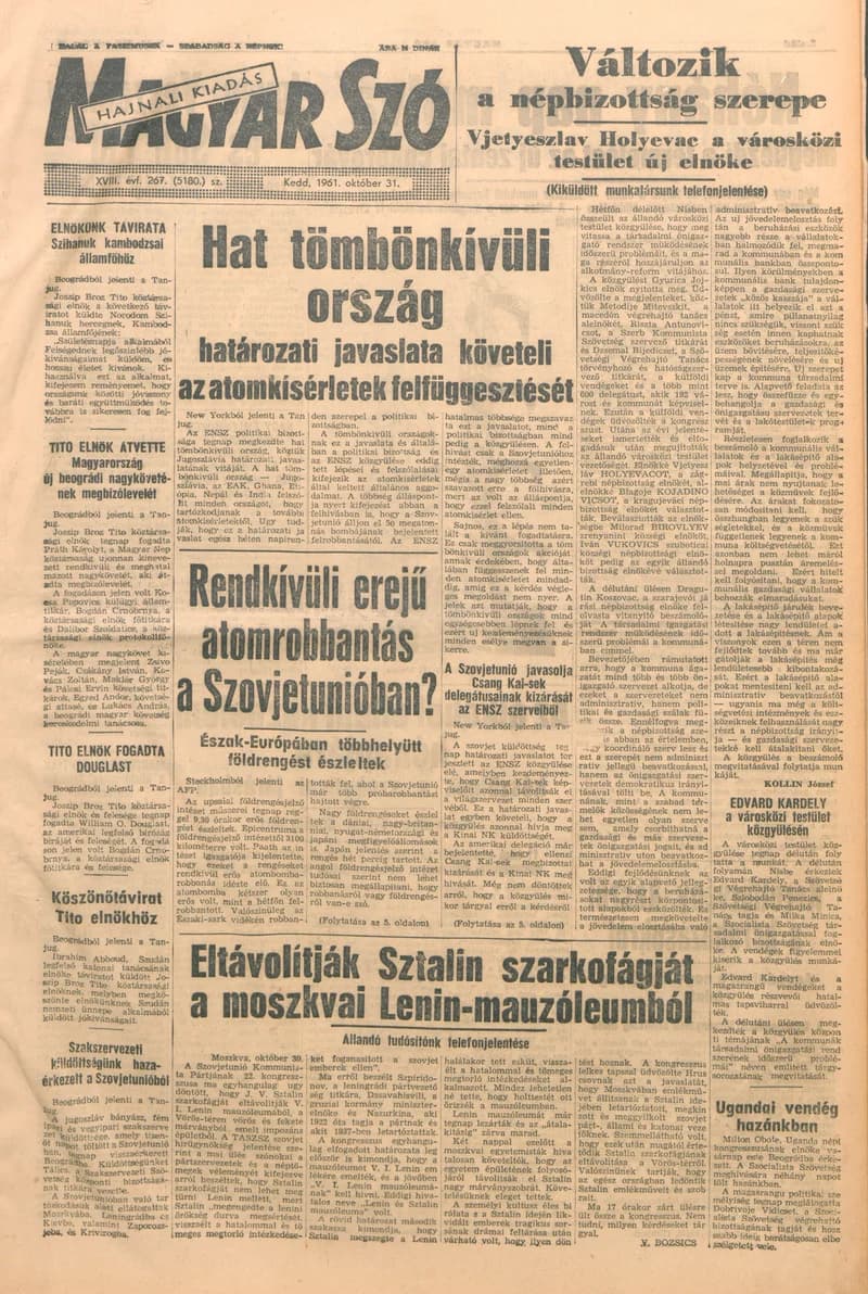Magyar Szó, 18. évf. 1961. október 31. 267. sz. 1–16. oldal