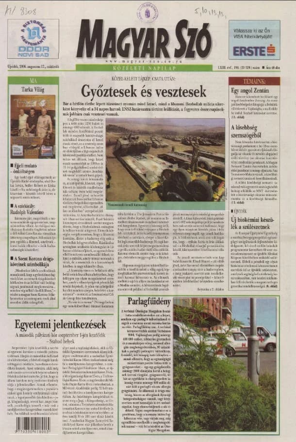 Magyar Szó, 63. évf. 2006. augusztus 17. 190. sz. 1–20. oldal