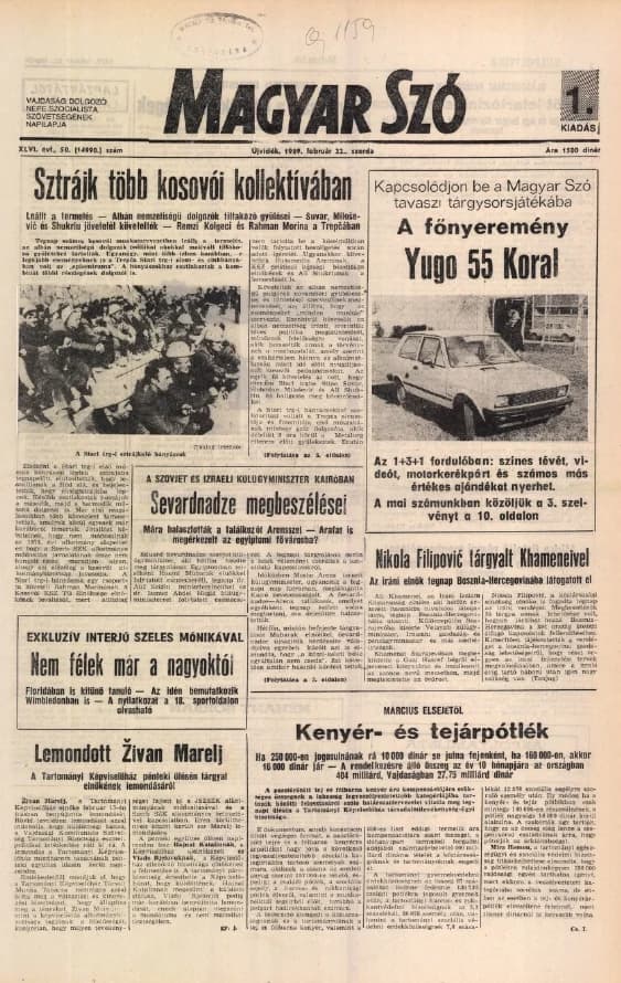 Magyar Szó, 46. évf. 1989. február 22. 50. sz. 1–20. oldal