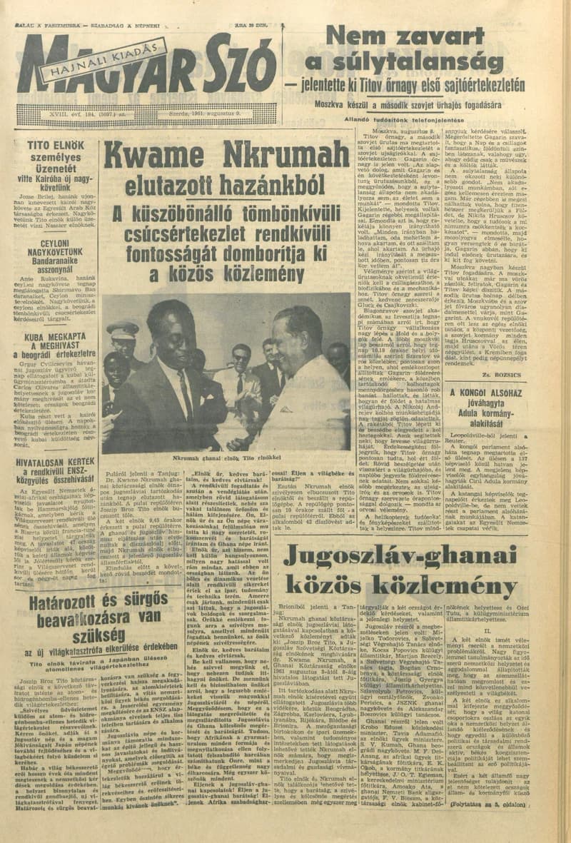 Magyar Szó, 18. évf. 1961. augusztus 9. 184. sz. 1–12. oldal