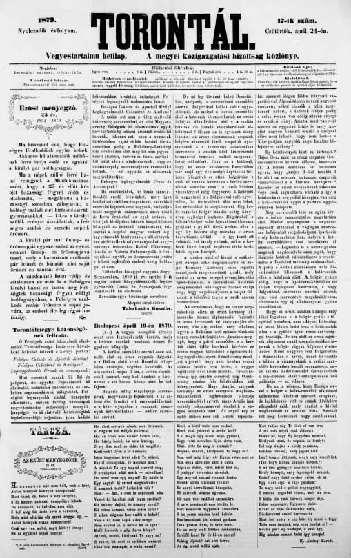 Torontál, 8. évf. 1879. április 25. 17. sz.