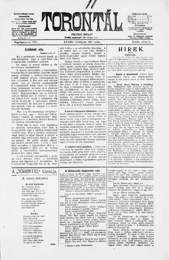Torontál, 33. évf. 1904. július 13. 158. sz.