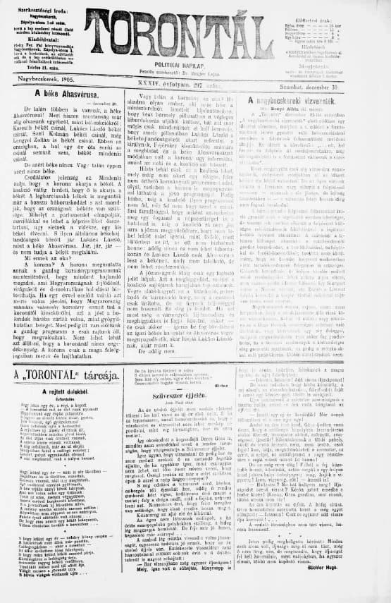Torontál, 34. évf. 1905. december 30. 297. sz.