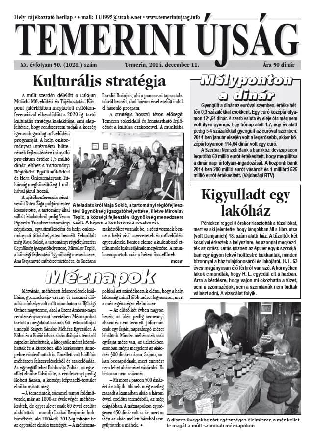 Temerini Újság, 20. évf. 2014. december 11. 50. sz.