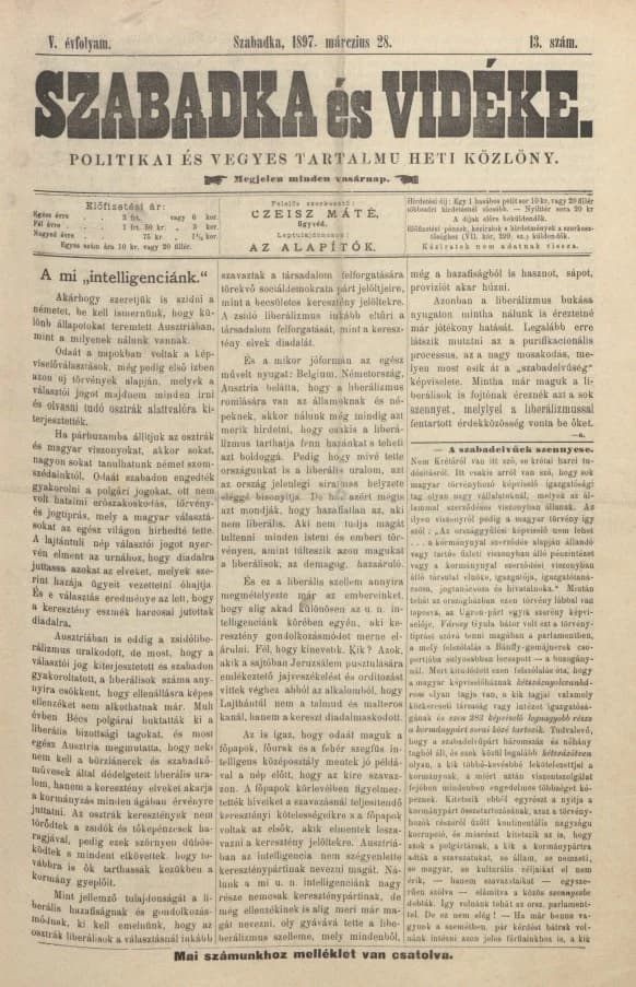 Szabadka és vidéke II, 5. évf. 1897. március 28. 13. sz.