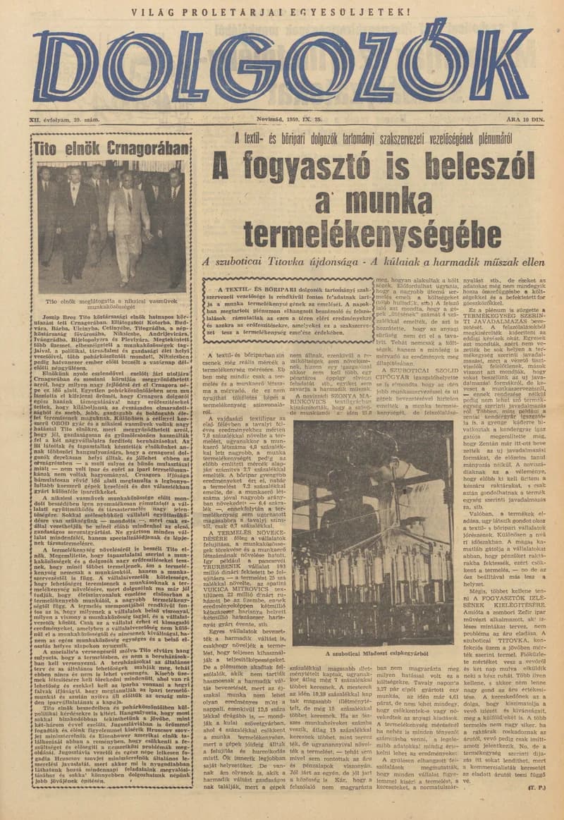 Dolgozók, 13. évf. 1959. szeptember 25. 39. sz.