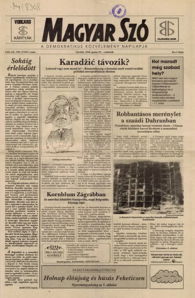 Magyar Szó, 53. évf. 1996. június 27. 150. sz. 1–16. oldal