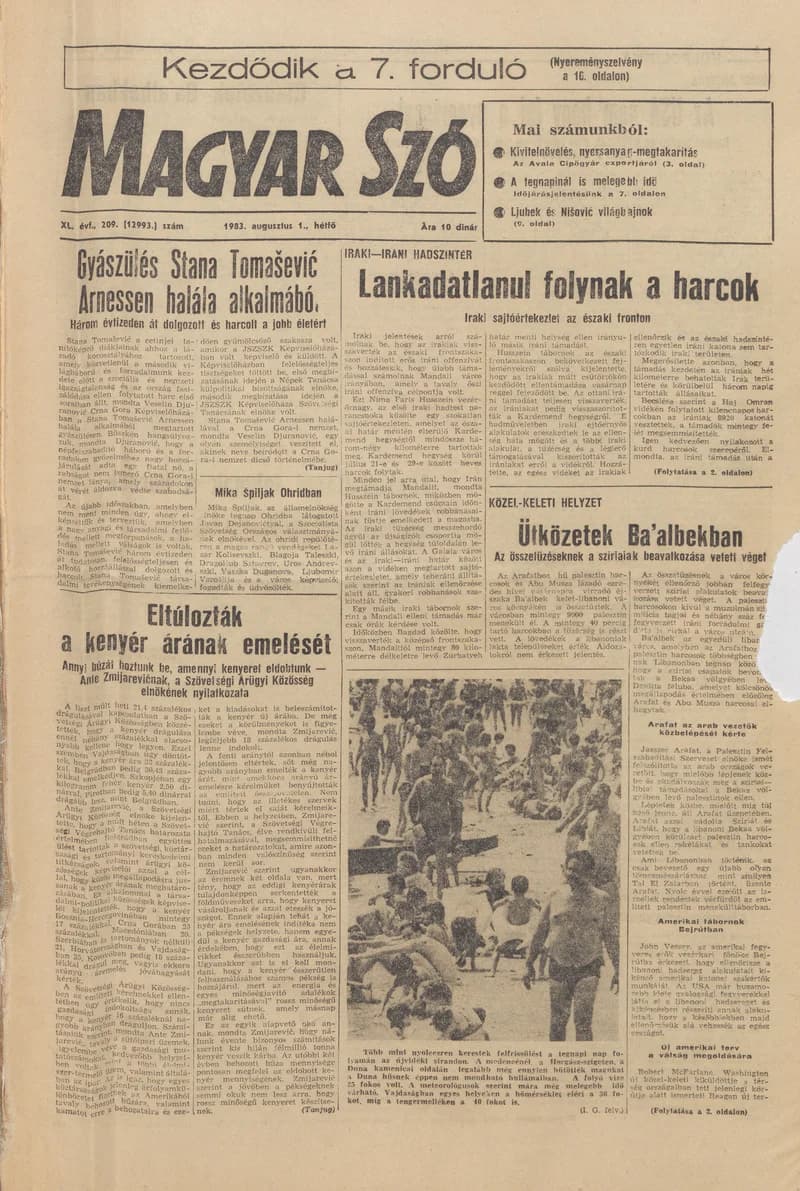 Magyar Szó, 40. évf. 1983. augusztus 1. 209. sz. 1–16. oldal