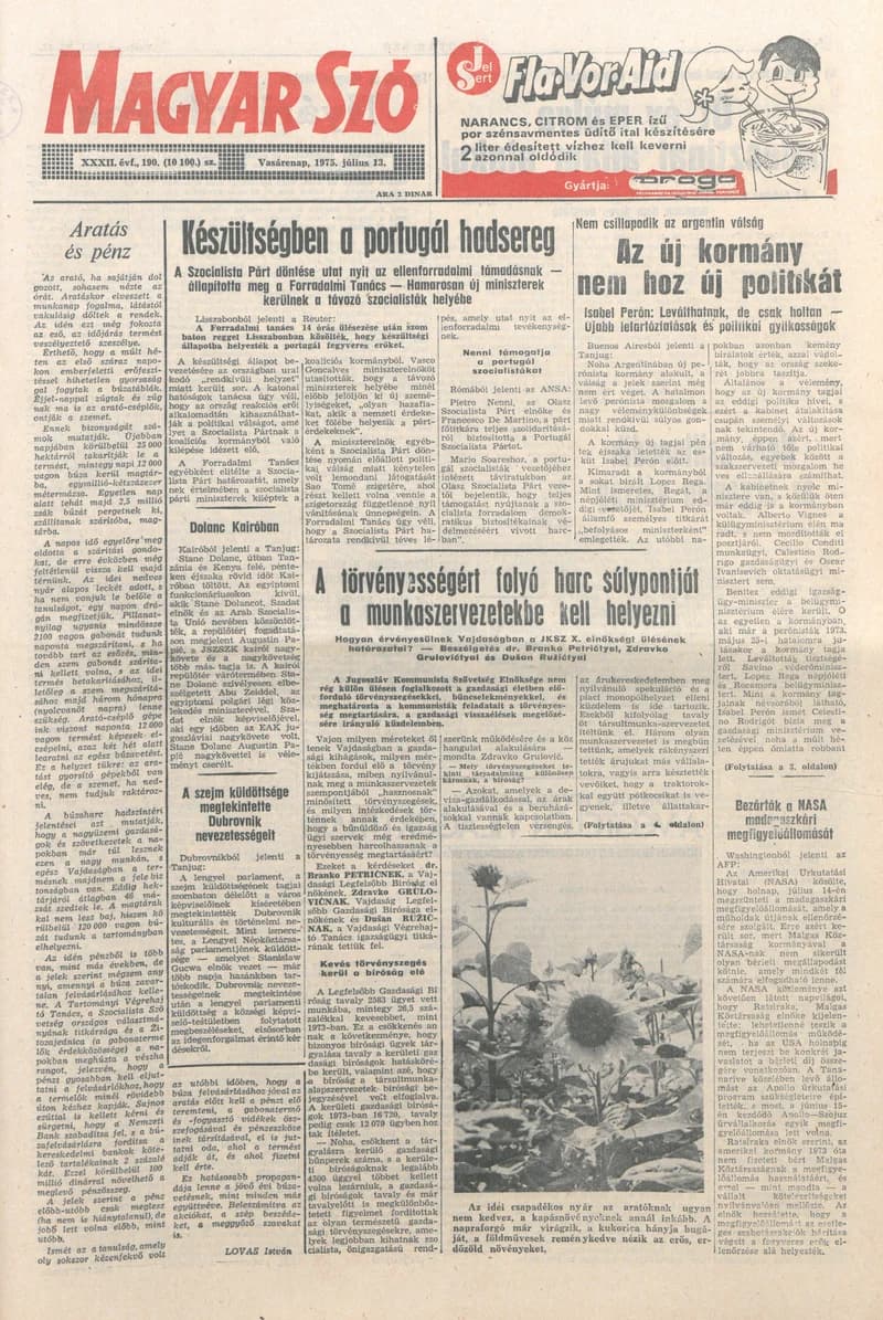 Magyar Szó, 32. évf. 1975. július 13. 190. sz.