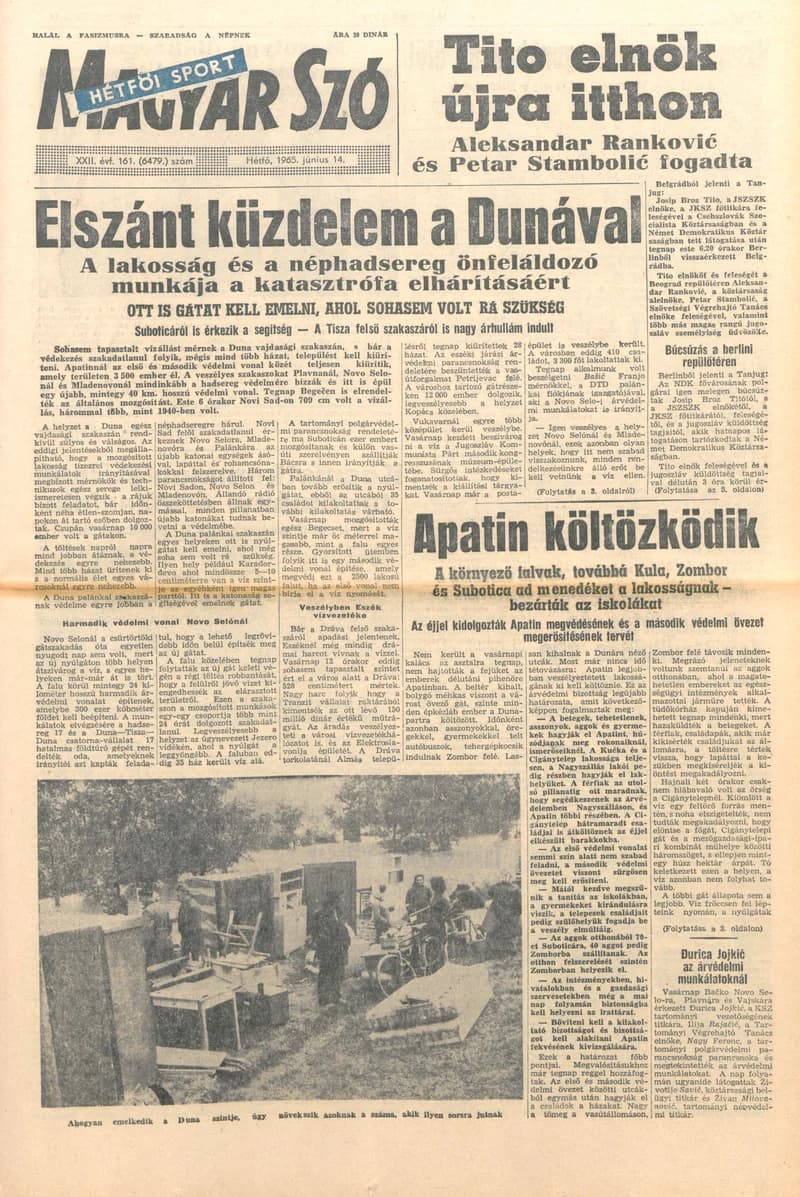 Magyar Szó, 22. évf. 1965. június 14. 161. sz. 1–16. oldal
