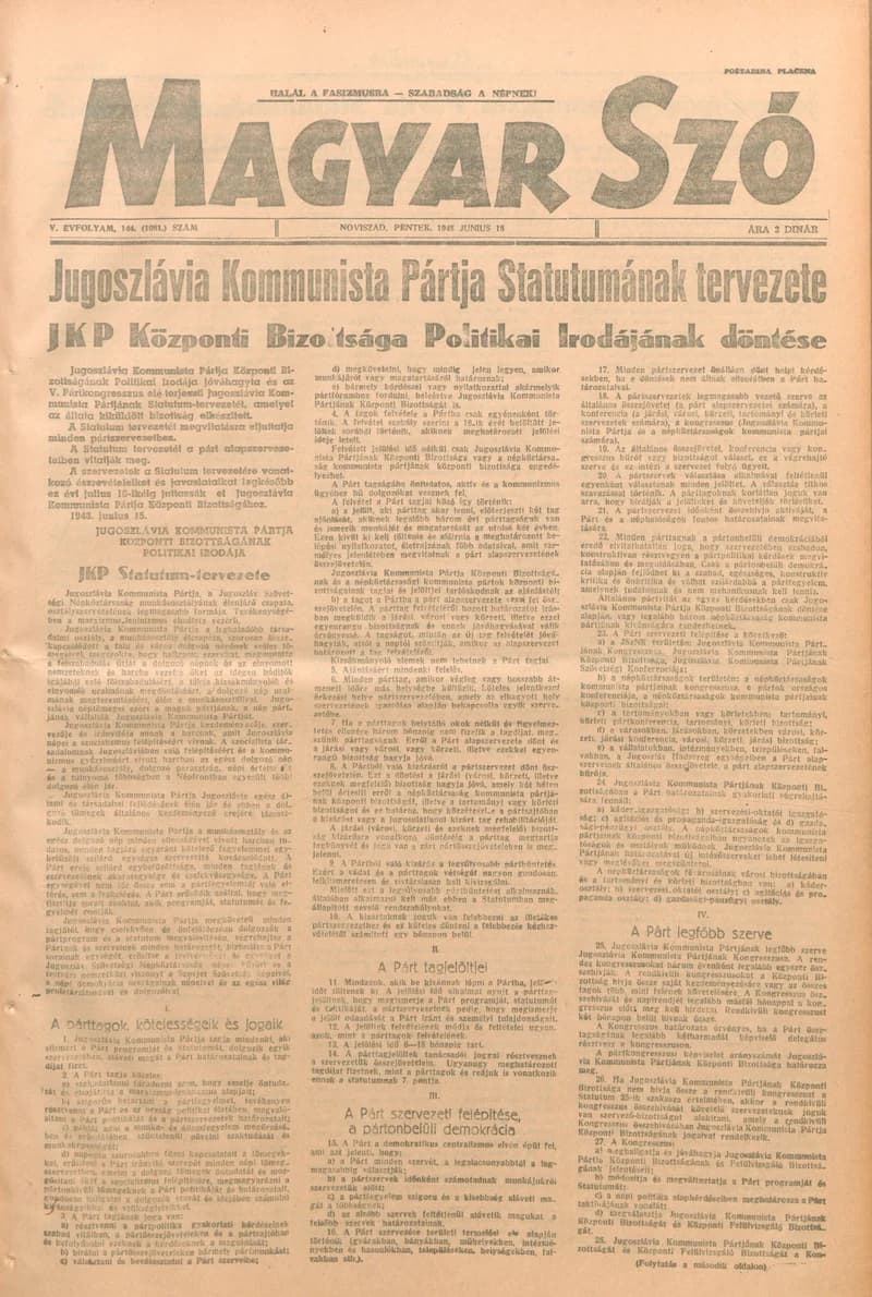 Magyar Szó, 5. évf. 1948. június 18. 144. sz. 1–6. oldal