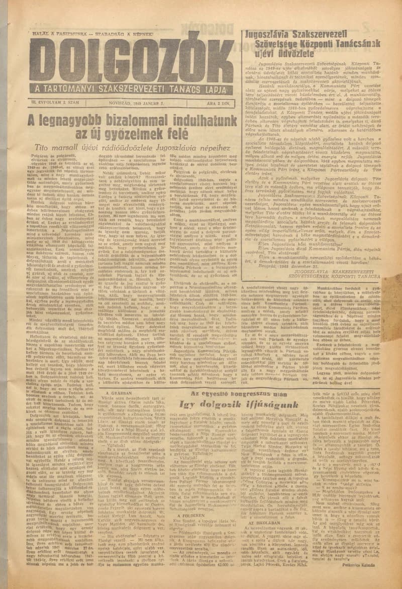 Dolgozók, 3. évf. 1949. január 7. 2. sz.