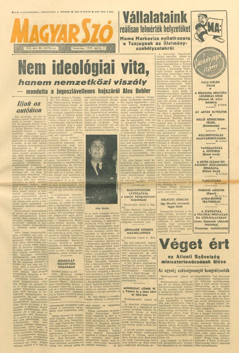 Magyar Szó, 16. évf. 1959. április 5. 80. sz. 1–20. oldal