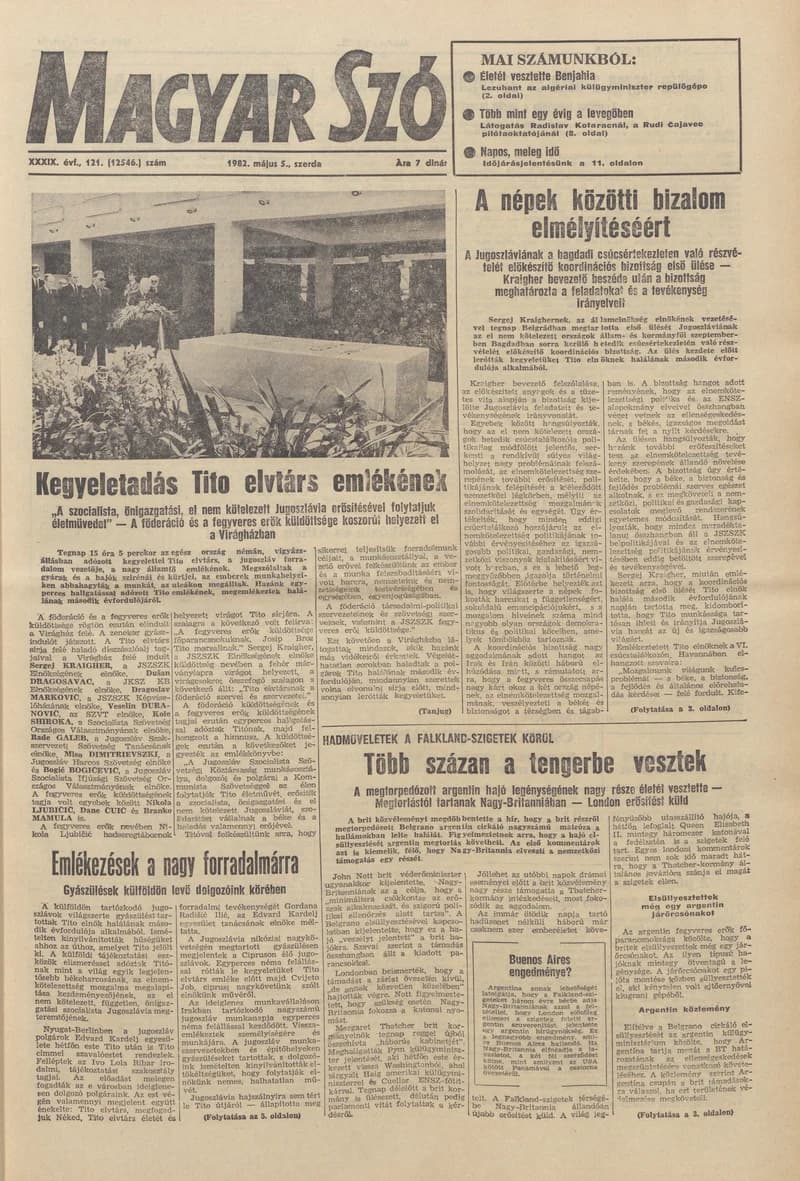 Magyar Szó, 39. évf. 1982. május 5. 121. sz. 1–24. oldal