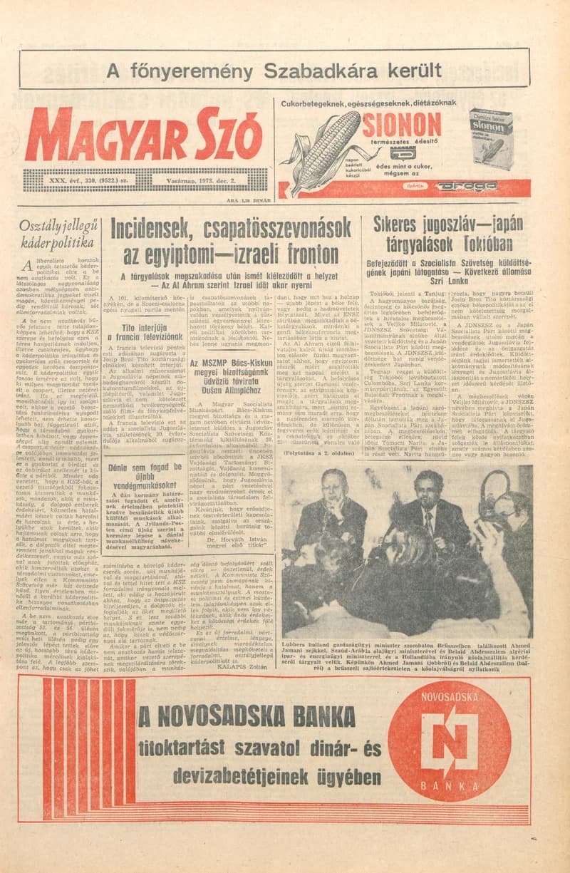 Magyar Szó, 30. évf. 1973. december 2. 330. sz.