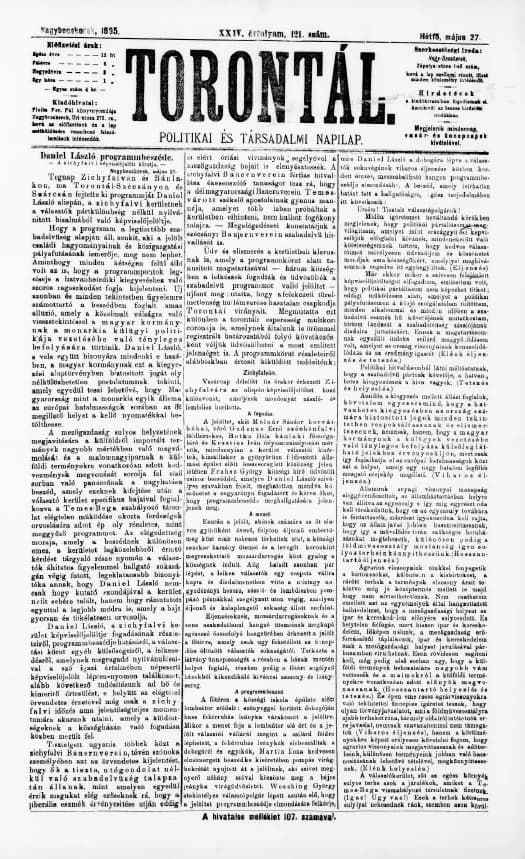 Torontál, 24. évf. 1895. május 27. 121. sz.