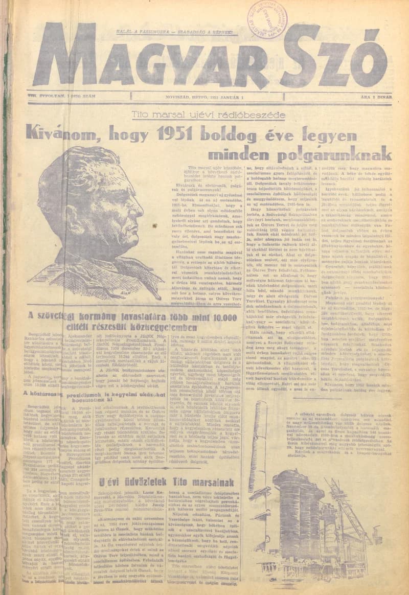 Magyar Szó, 8. évf. 1951. január 1. 1. sz. 1–4. oldal