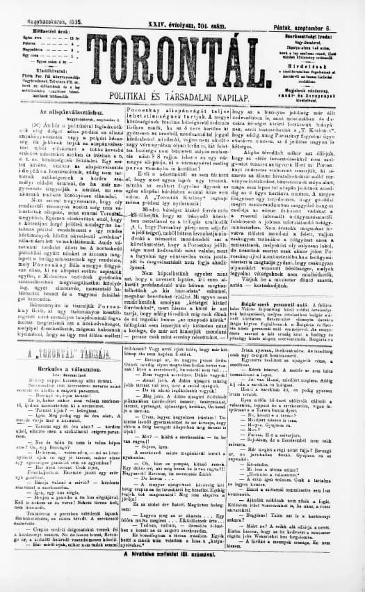 Torontál, 24. évf. 1895. szeptember 6. 204. sz.