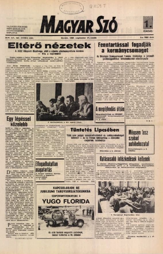 Magyar Szó, 46. évf. 1989. szeptember 27. 265. sz. 1–16. oldal