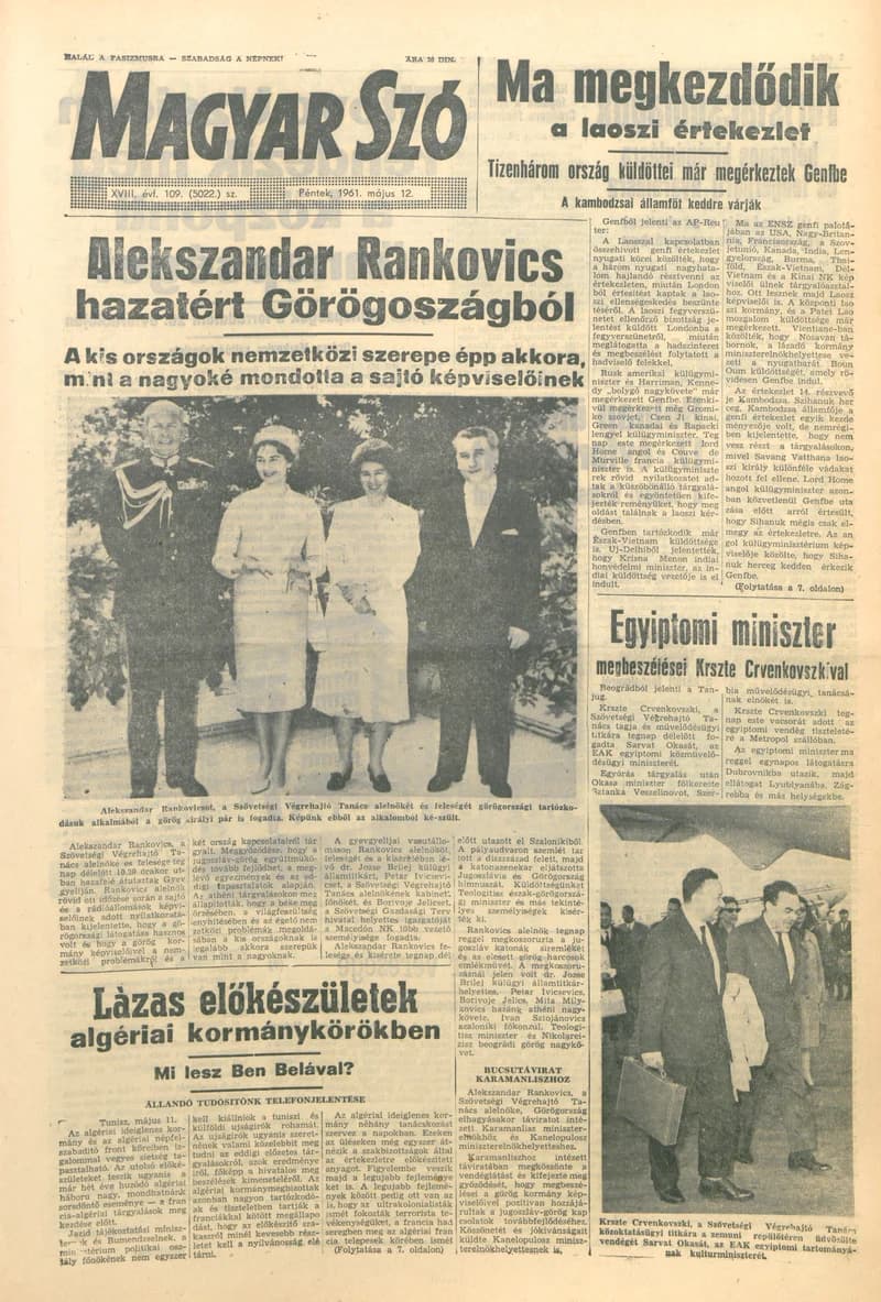 Magyar Szó, 18. évf. 1961. május 12. 109. sz. 1–16. oldal