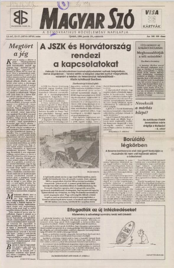 Magyar Szó, 51. évf. 1994. január 20. 15–17. sz. 1–16. oldal