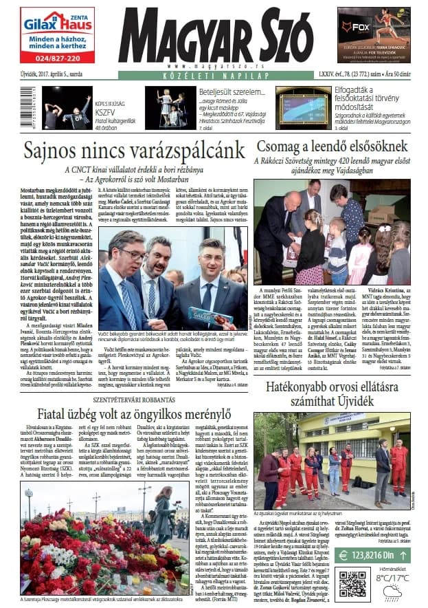 Magyar Szó, 74. évf. 2017. április 5. 78. sz. 1–16. oldal