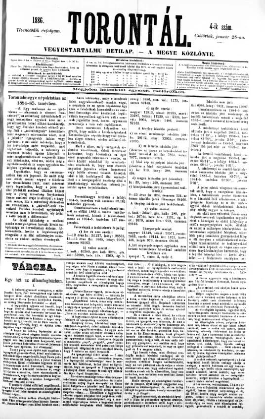 Torontál, 15. évf. 1886. január 28. 4. sz.