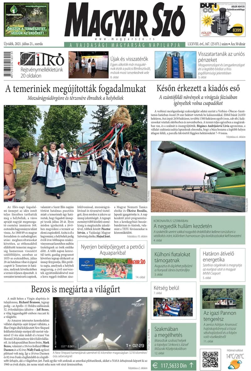 Magyar Szó, 78. évf. 2021. július 21. 167. sz. 1–16. oldal