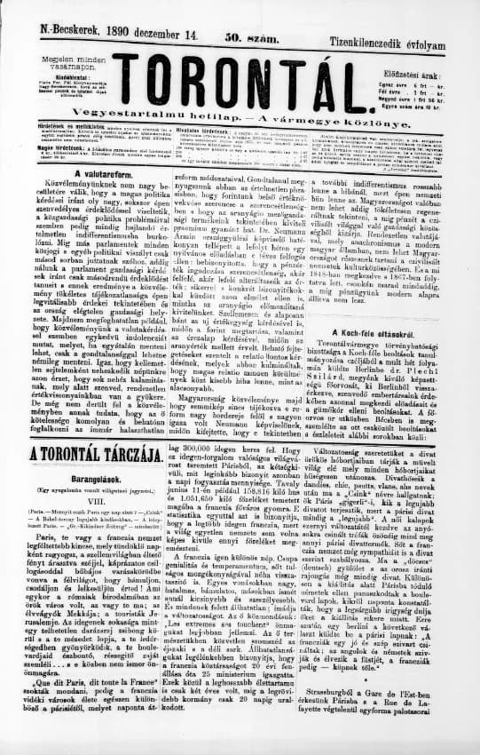Torontál, 19. évf. 1890. december 14. 50. sz.