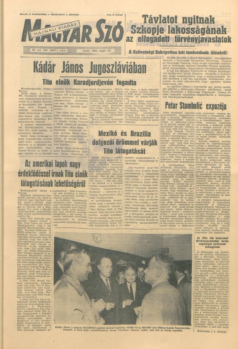 Magyar Szó, 20. évf. 1963. szeptember 10. 249. sz. 1–14. oldal