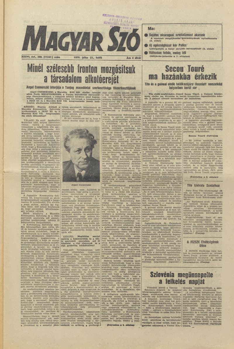 Magyar Szó, 36. évf. 1979. július 23. 200. sz. 1–16. oldal