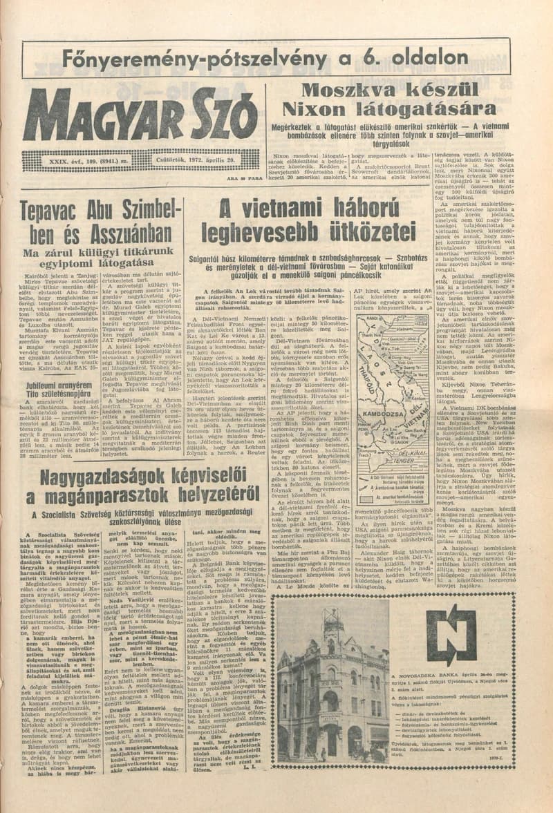 Magyar Szó, 29. évf. 1972. április 20. 109. sz. 1–12. oldal