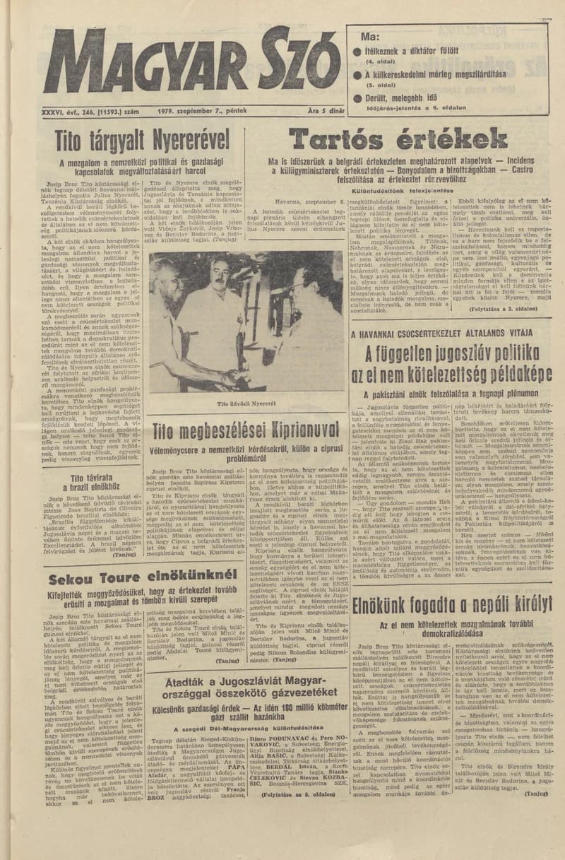 Magyar Szó, 36. évf. 1979. szeptember 7. 246. sz. 1–20. oldal