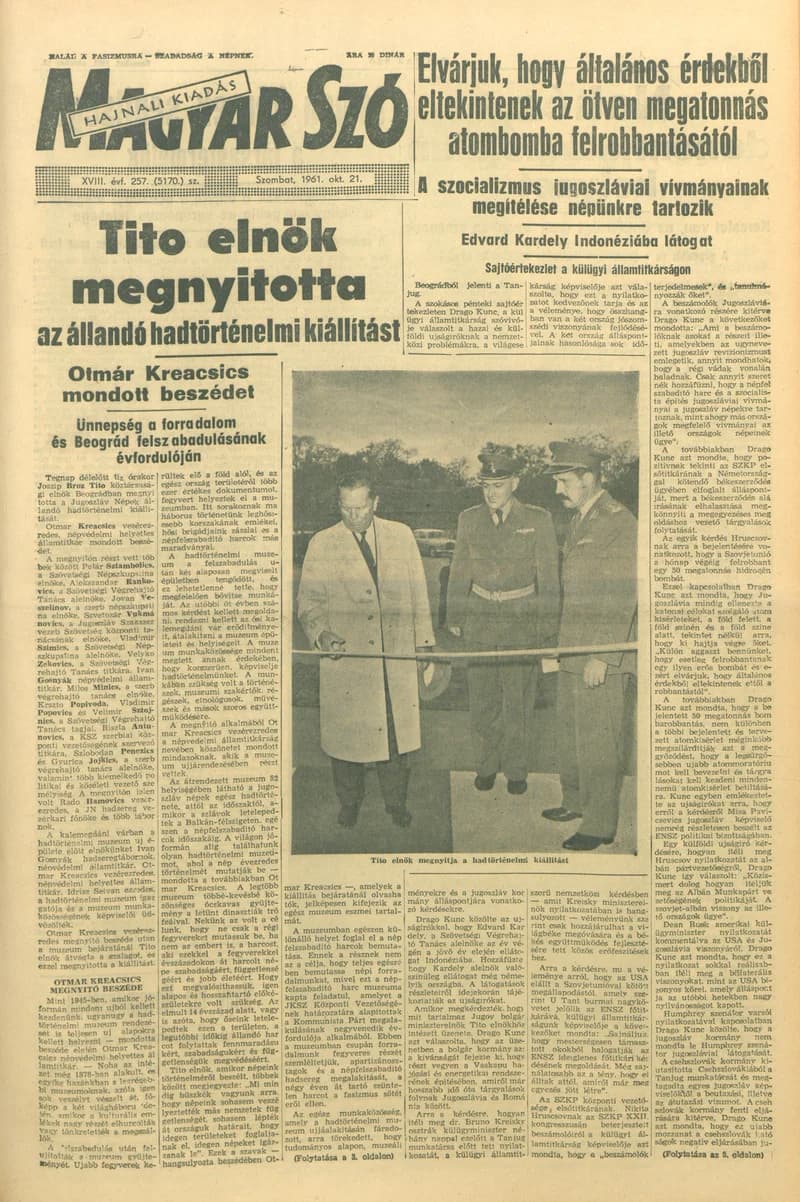 Magyar Szó, 18. évf. 1961. október 21. 257. sz. 1–12. oldal