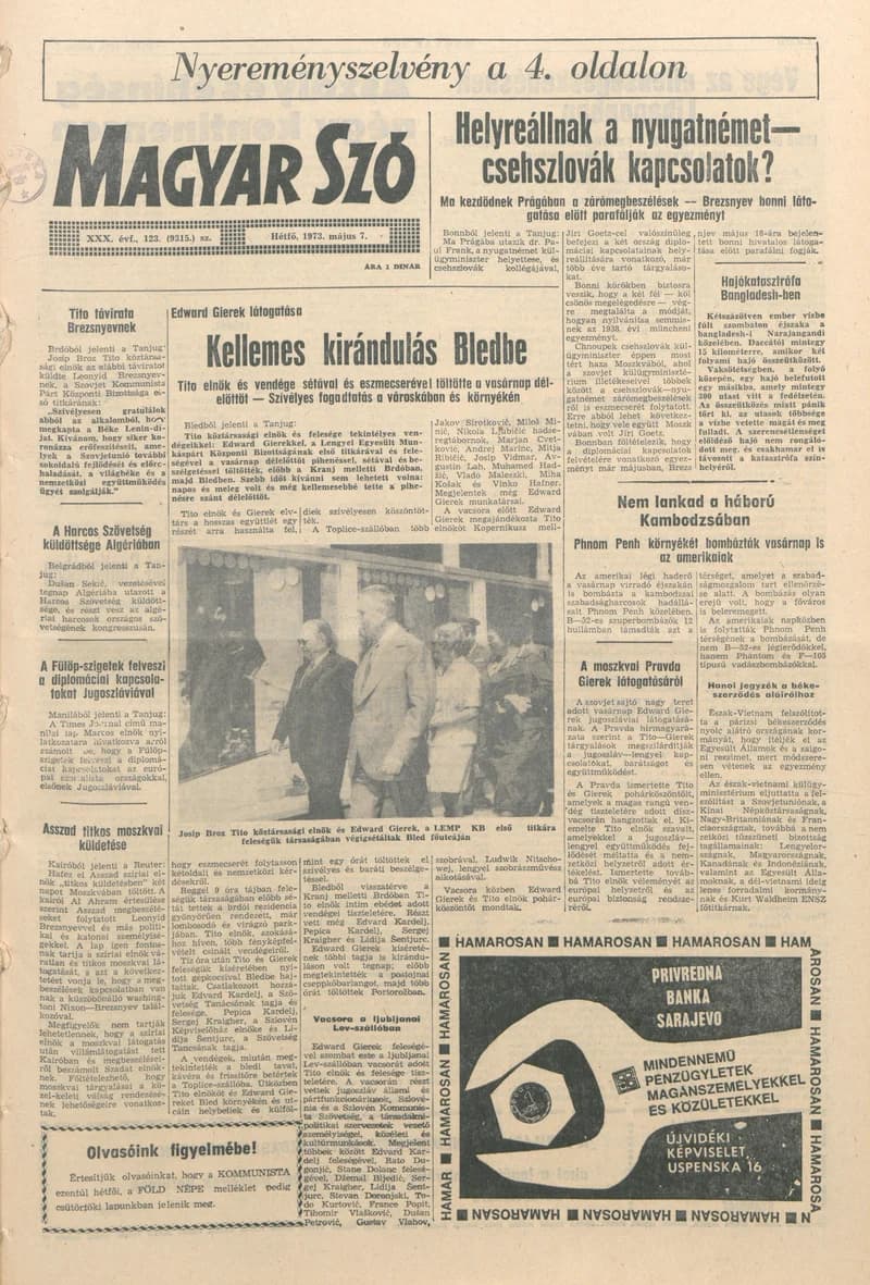 Magyar Szó, 30. évf. 1973. május 7. 123. sz. 1–10. oldal