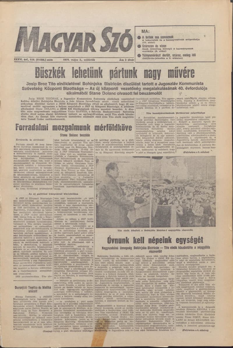 Magyar Szó, 36. évf. 1979. május 3. 119. sz. 1–20. oldal