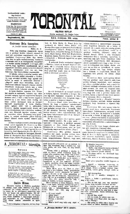 Torontál, 30. évf. 1901. október 18. 239. sz.