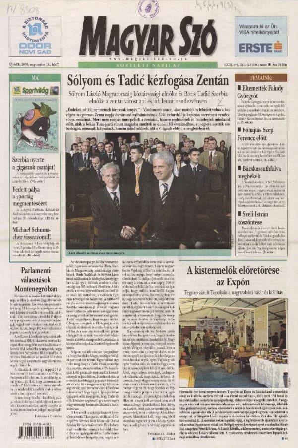 Magyar Szó, 63. évf. 2006. szeptember 11. 211. sz. 1–12. oldal