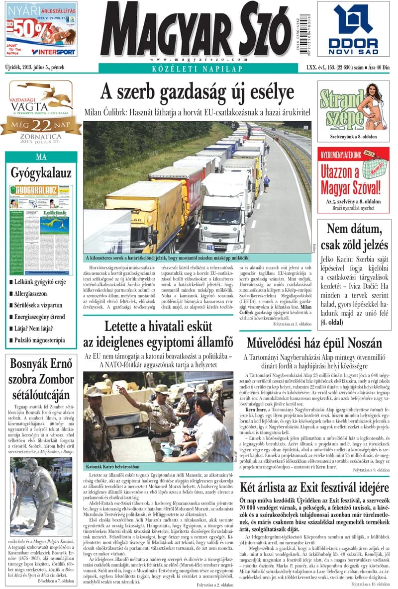 Magyar Szó, 70. évf. 2013. július 5. 153. sz. 1–16. oldal