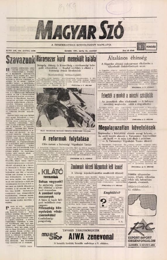Magyar Szó, 48. évf. 1991. április 13. 101. sz. 1–24. oldal