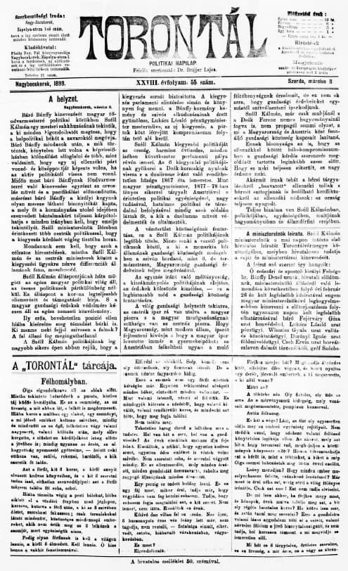 Torontál, 28. évf. 1899. március 8. 55. sz.