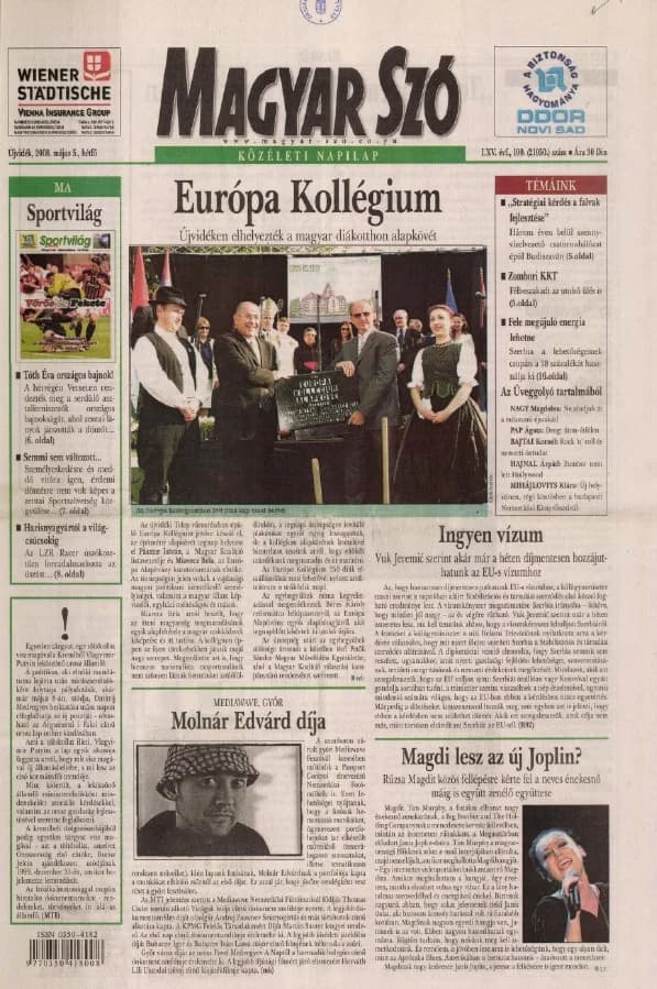 Magyar Szó, 65. évf. 2008. május 5. 100. sz. 1–16. oldal