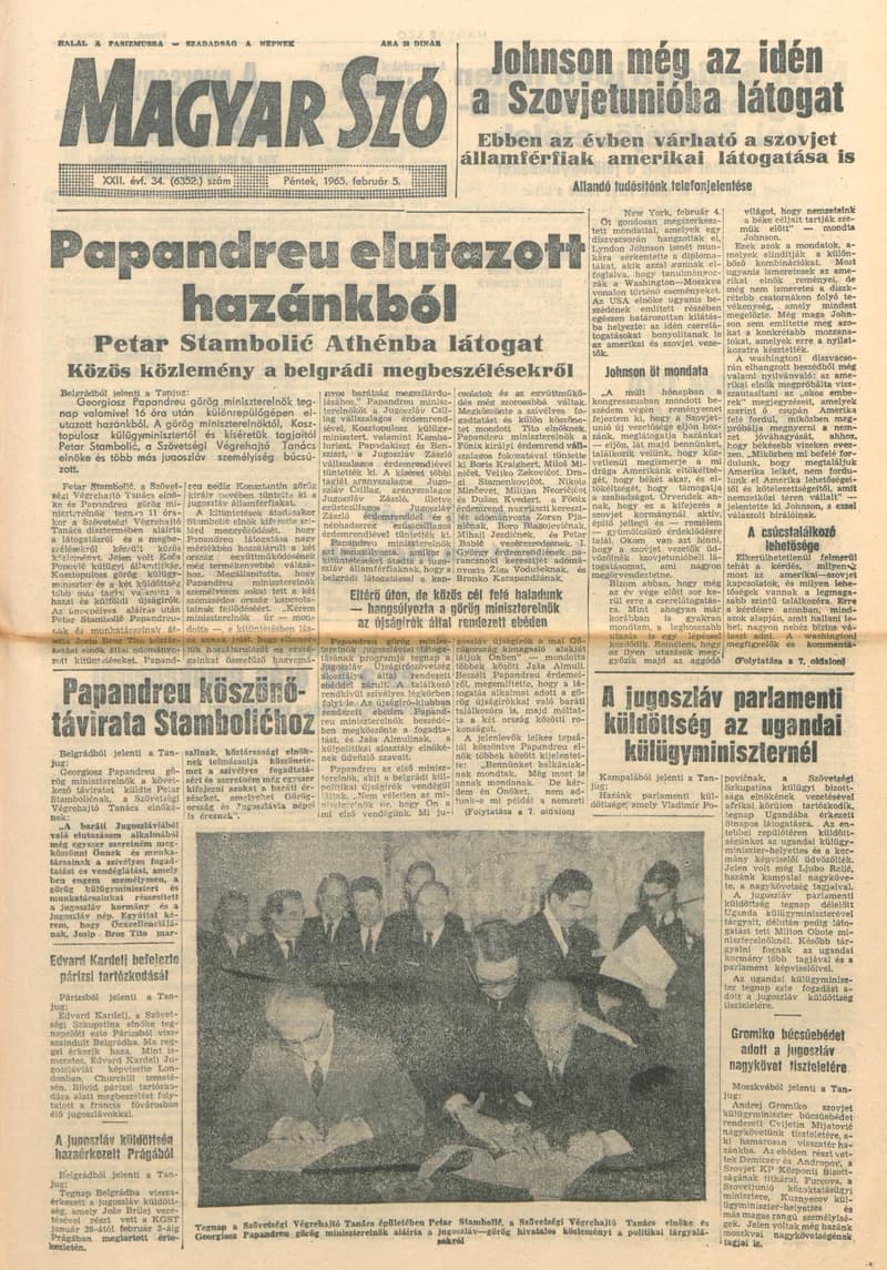 Magyar Szó, 22. évf. 1965. február 5. 34. sz. 1–16. oldal