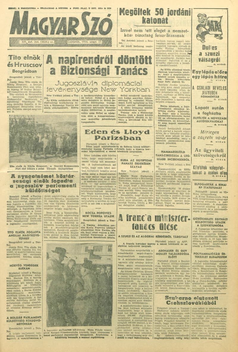 Magyar Szó, 13. évf. 1956. szeptember 27. 264. sz. 1–8. oldal