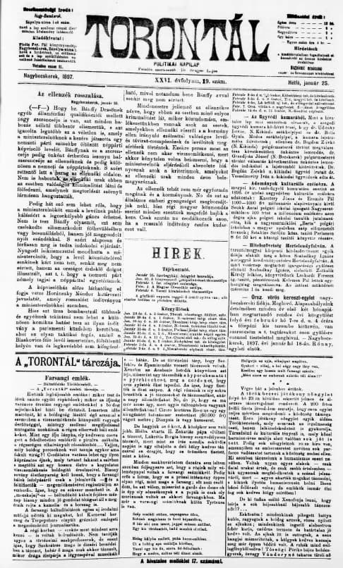 Torontál, 26. évf. 1897. január 25. 19. sz.