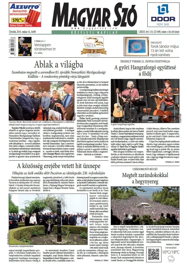 Magyar Szó, 73. évf. 2016. május 16. 110. sz. 1–20. oldal
