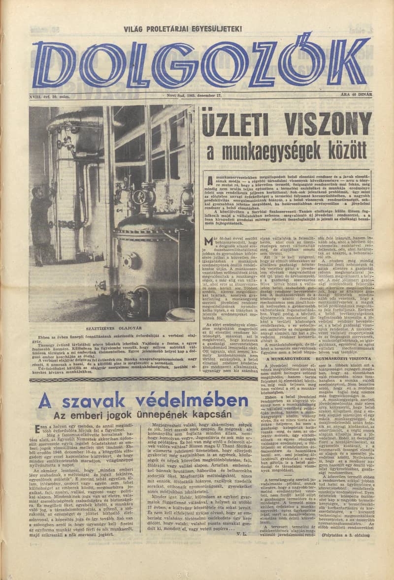 Dolgozók, 19. évf. 1965. december 17. 50. sz.