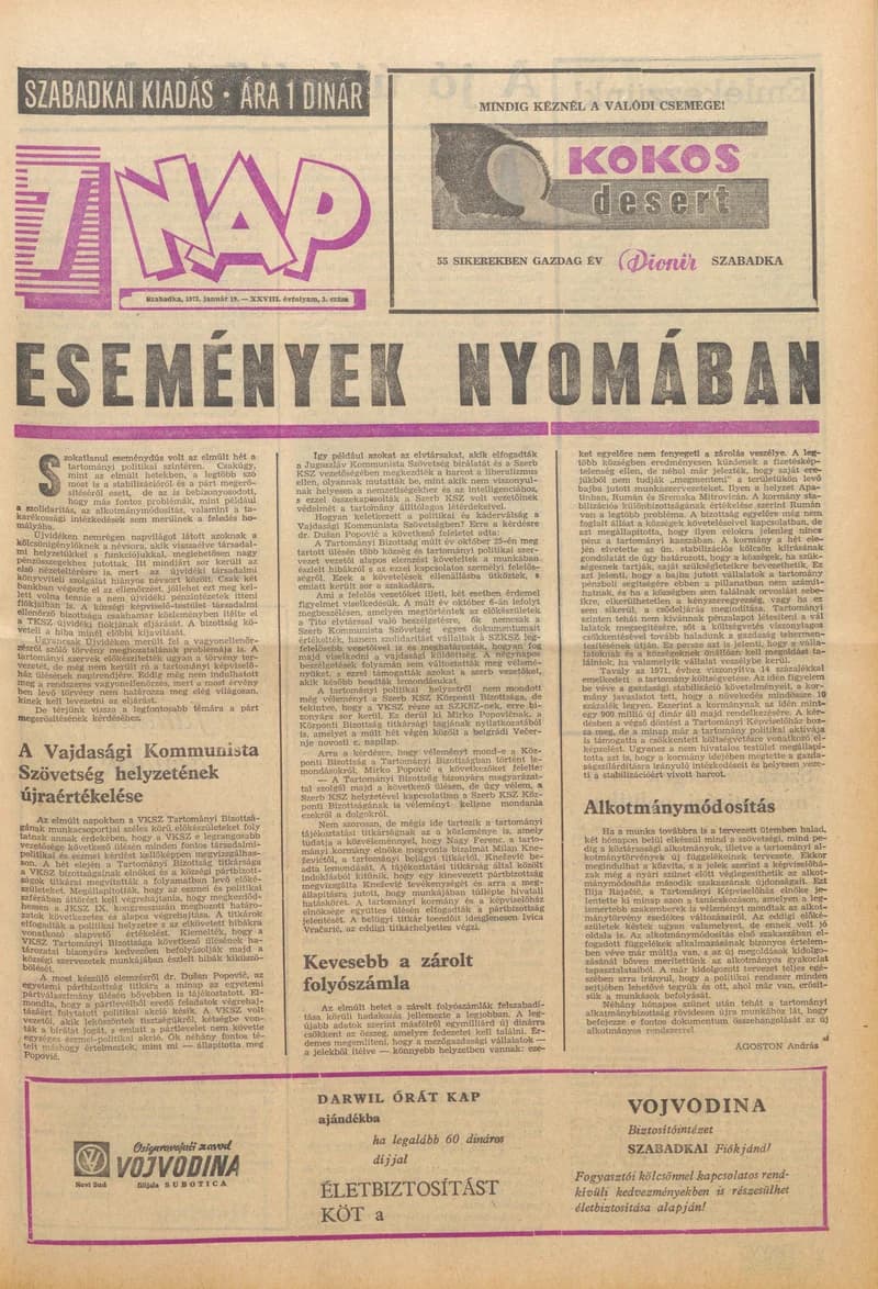 7 Nap, 28. évf. 1973. január 19. 3. sz. 1–28. oldal