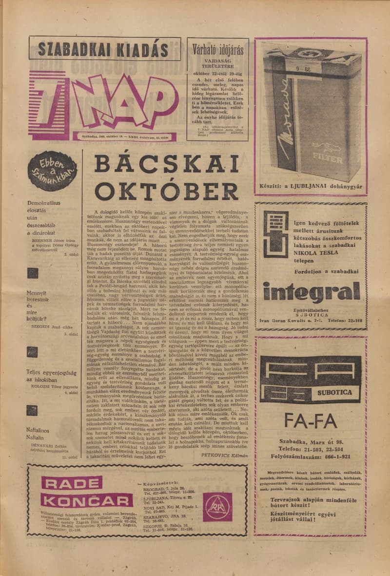 7 Nap, 23. évf. 1968. október 18. 43. sz. 1–16. oldal