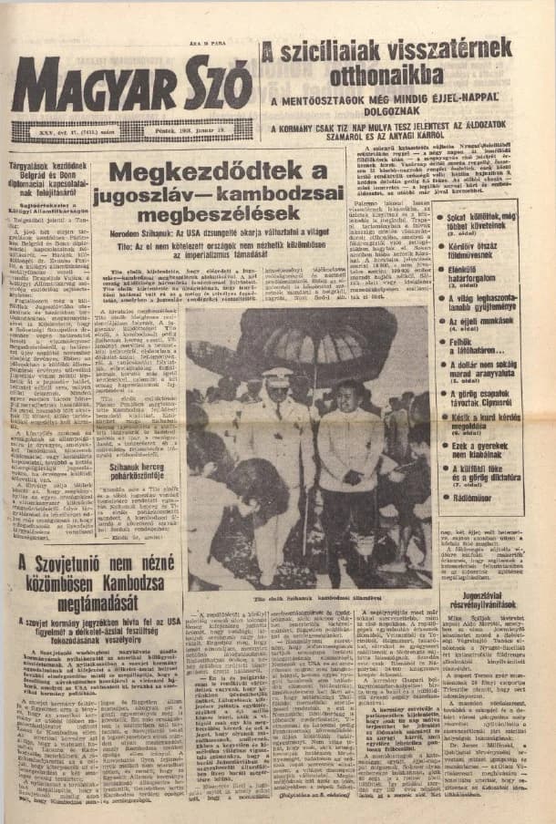 Magyar Szó, 25. évf. 1968. január 19. 17. sz. 1–12. oldal